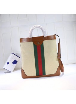 Guc.ci Large Tote Canvas & Leather 575067 High